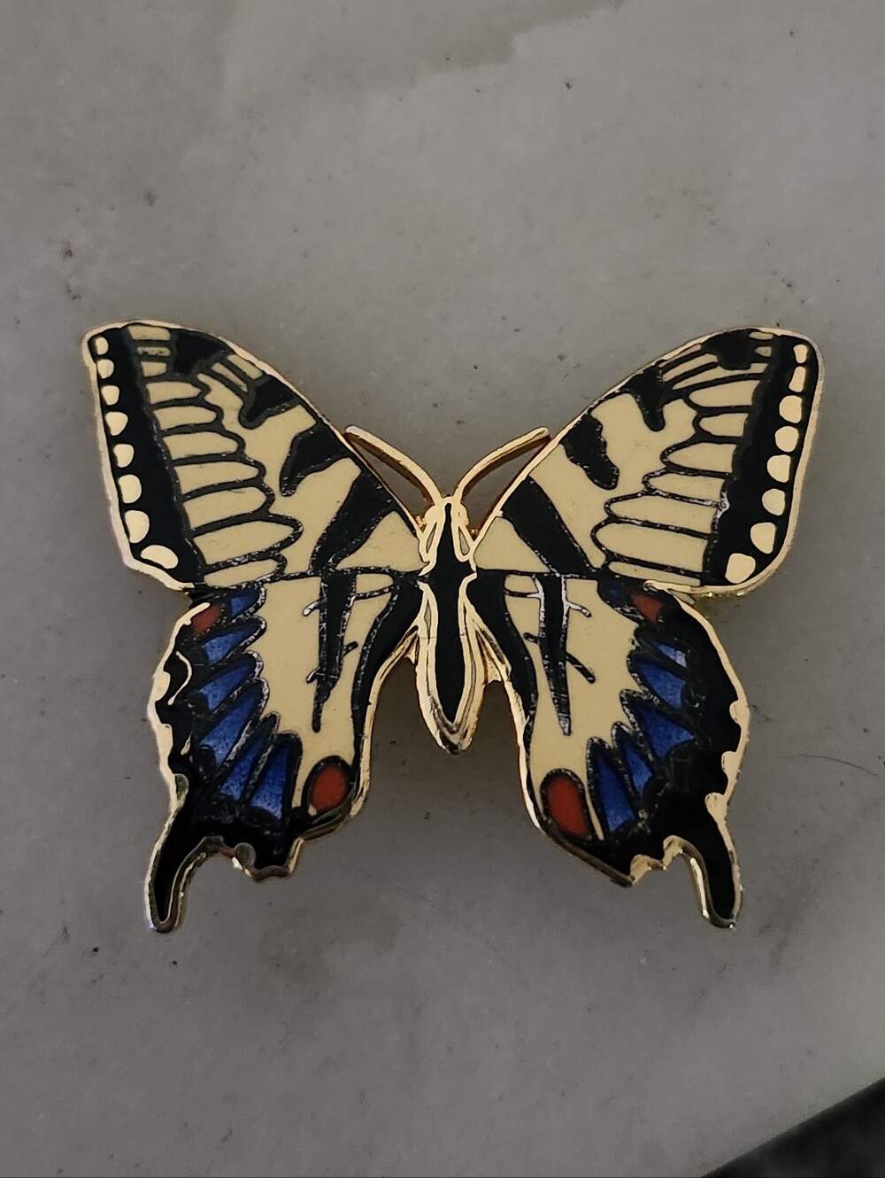 Vtg William Spear Yellow and Blue Butterfly Enamel Brooch